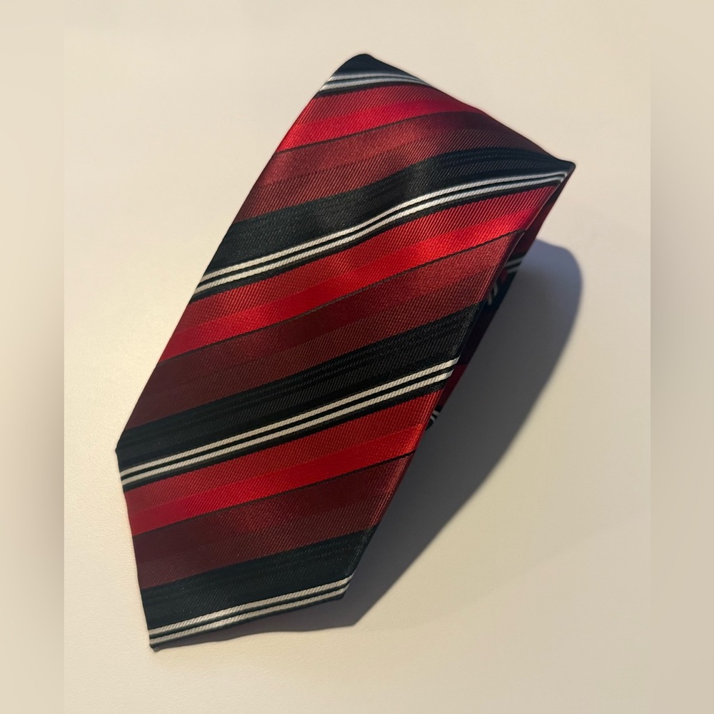Stylish Red and Black Striped Tie